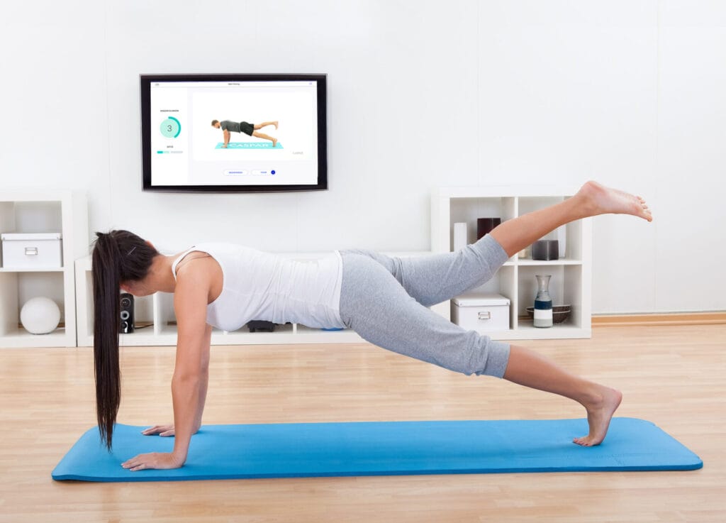 A woman using Caspar Health to do physiotherapy excercises.